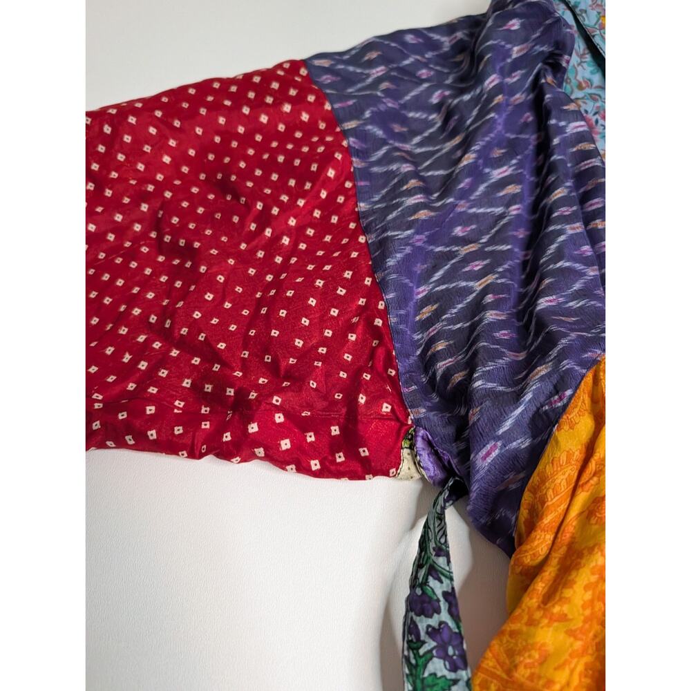 NWT Sacred Threads Vintage 100% Silk Patchwork Long Kimono M - Picture 5 of 10